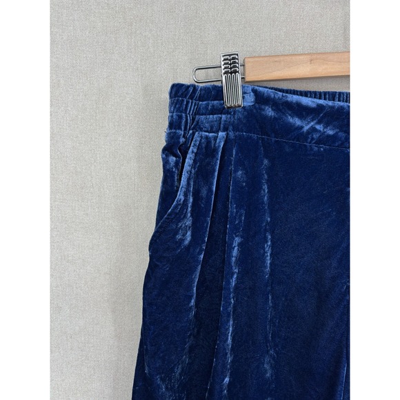 Anthropologie Pants Womens Small Blue Velvet Wide Leg Party Holiday High Rise - Picture 3 of 9